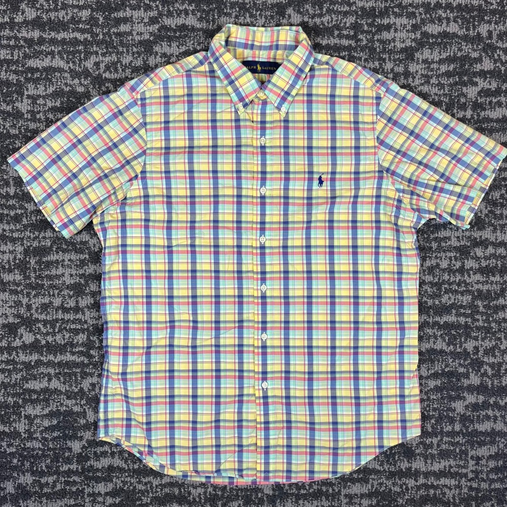 Polo Ralph Lauren Mens Large Short Sleeve Plaid Button Down Shirt Multicolor L